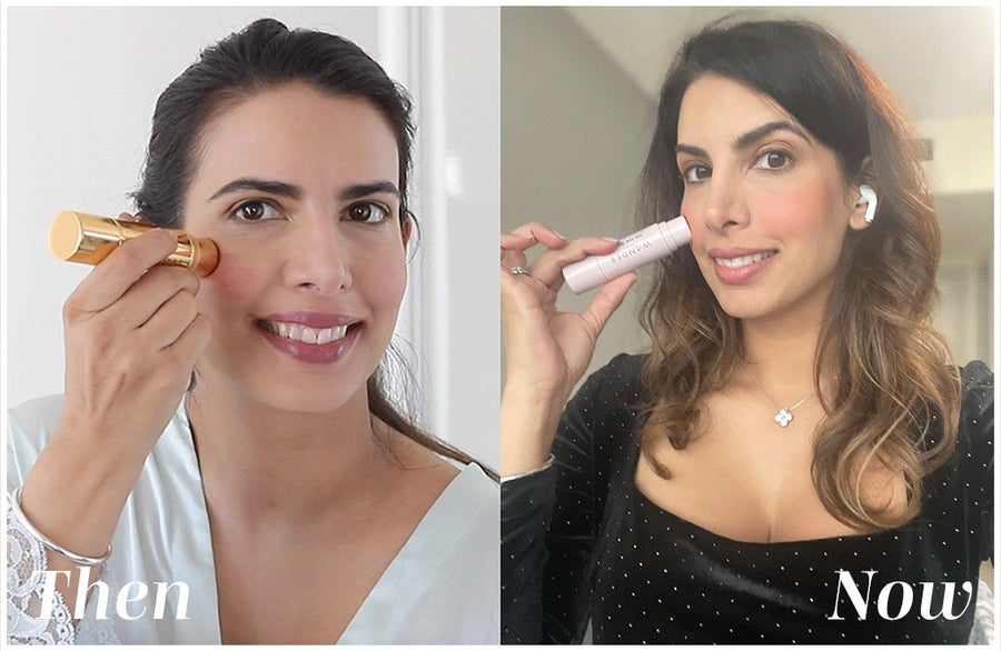 Woman using wander beauty glow blush illuminator 